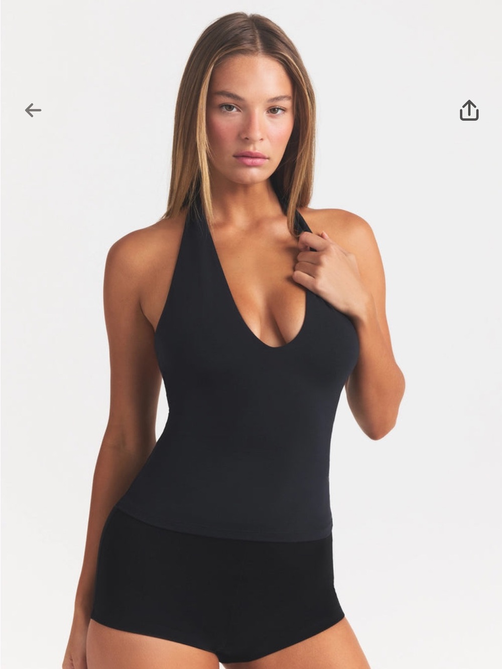 SKIMS Black Halter Plunge Tank Camisole - Picture 1 of 6